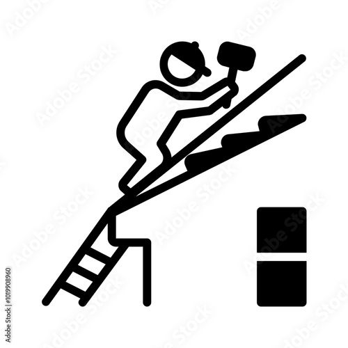 Vector solid black icon for Roof repair
