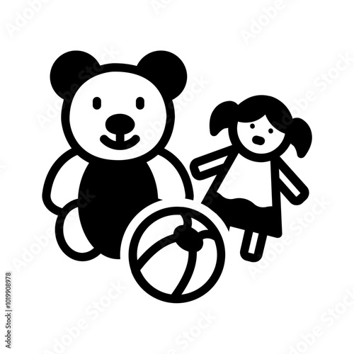 Vector solid black icon for Toys