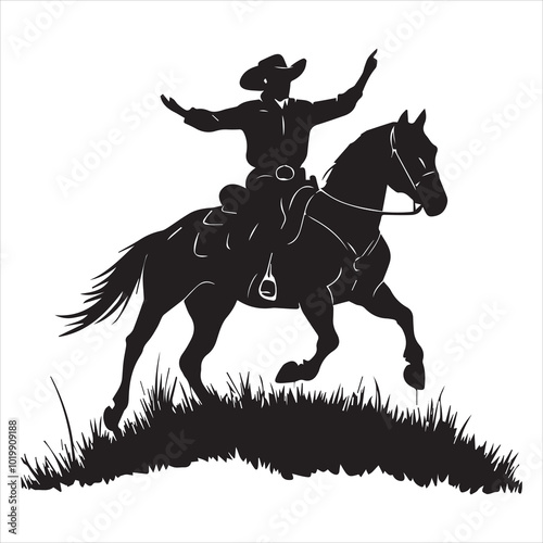 cowboy girl svg, cricut file, Cowboy reaching, cowboy and horse Vector