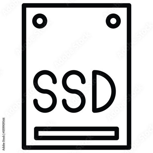 SSD Card Icon Outline Style. Editable Stroke Icon.