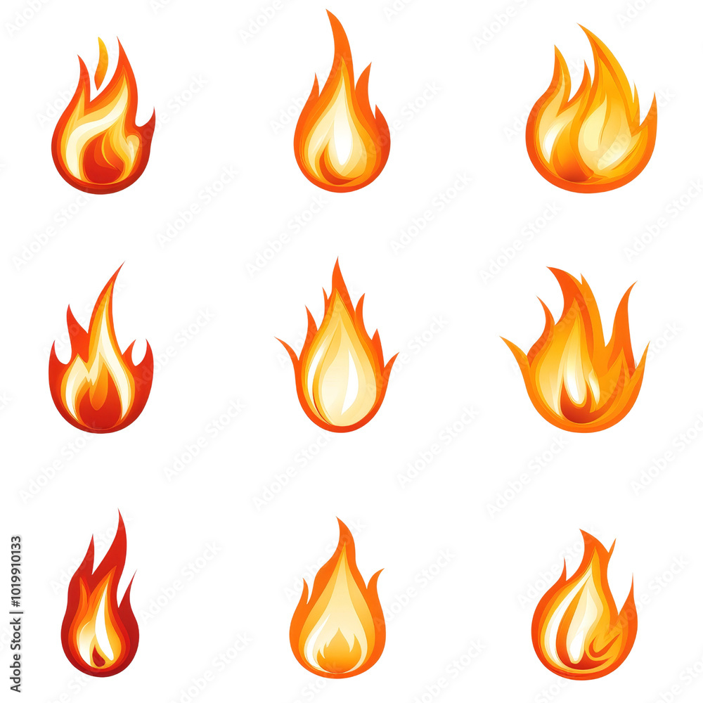 Fiery Vector Flames Collection - Diverse Styles & Intensities for Safety, Energy, & Adventure Themes. Copy Space Included. Fiery Vector Flames Collection - Diverse Styles & Intensities for Safety, Energy, & Adventure Themes. Copy Space Included.