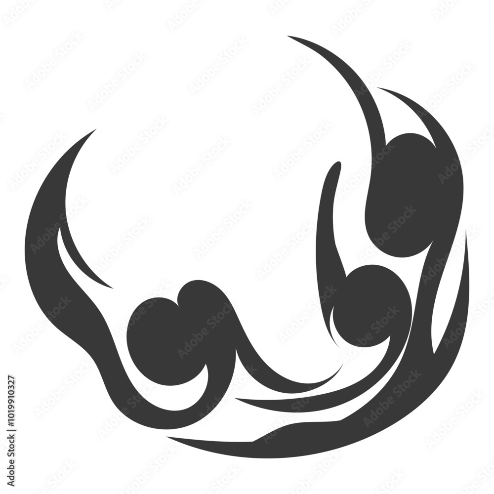 partially black circular fire element partially black circular fire element