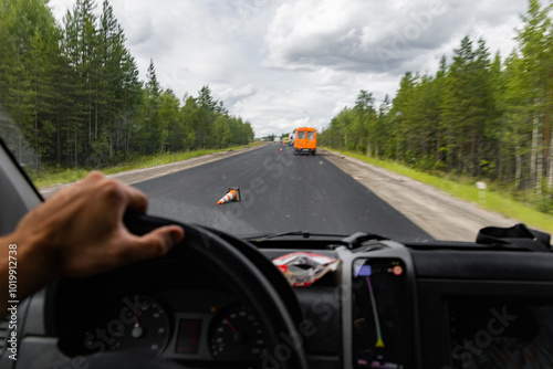 Suburban Road Trip view from car POV