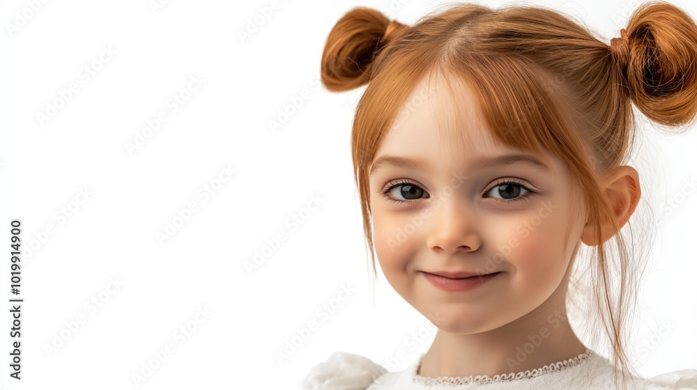 A happy girl with pigtails shines with innocence in a bright, joyful setting. A happy girl with pigtails shines with innocence in a bright, joyful setting.