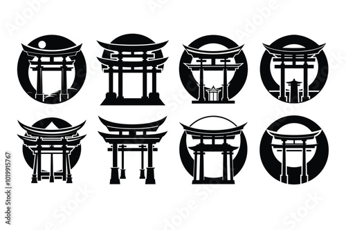 World Religion Day Shinto Symbol Vector Silhouette - Vector Illustration