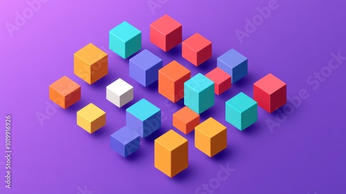 A flat illustration of colorful cubes