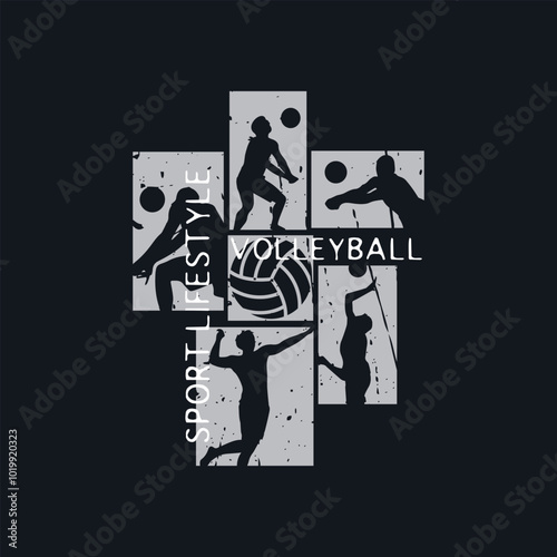 Volleyball Illustration typography for t shirt, poster, logo, sticker, or apparel merchandise