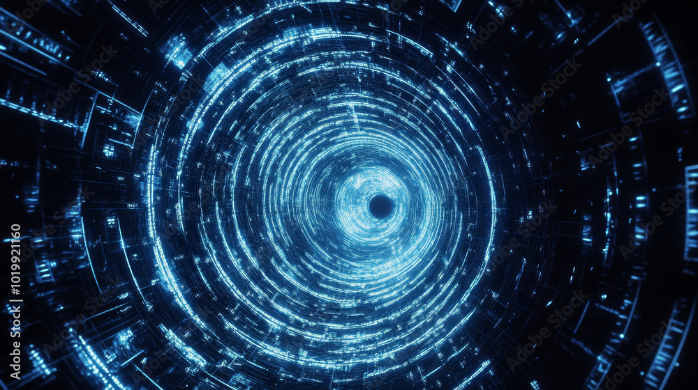 A satellite dish, designed for communication, sends and receives radio signals.  The signals spread out in a spiral pattern.