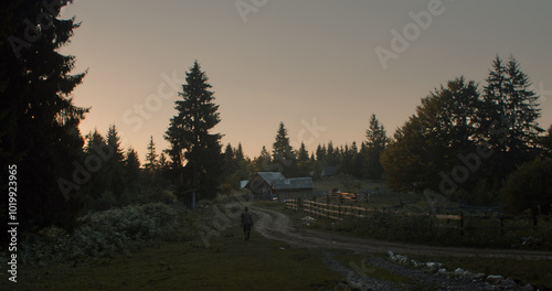 Mountain landscape at dusk