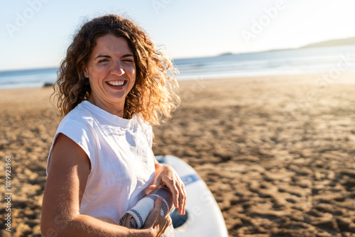 Happy and carefree woman smiling. photo