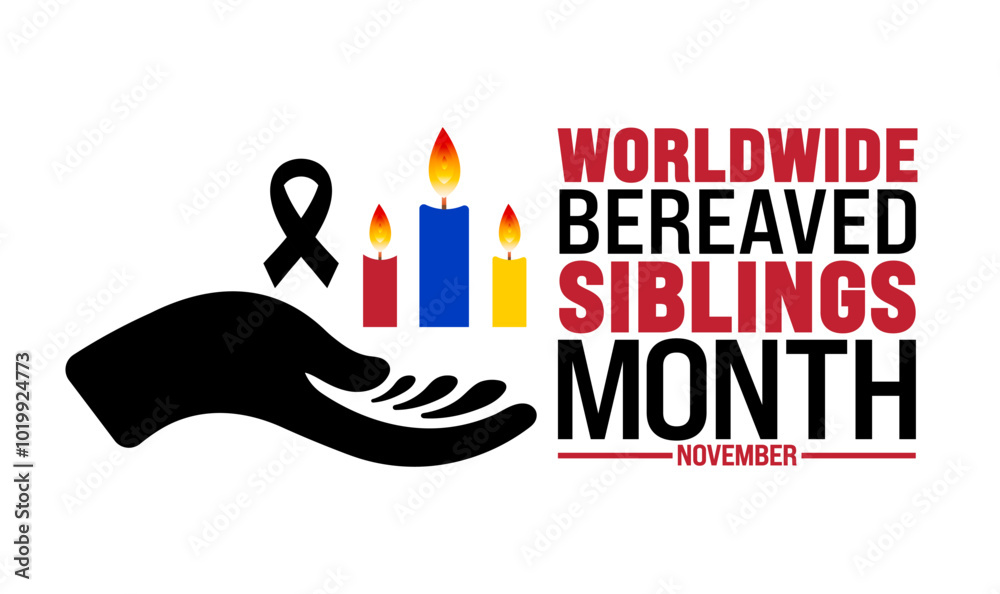 Worldwide Bereaved Siblings Month background or banner design template is observed every year in November. Holiday concept. Template for card, poster, placard, template. 