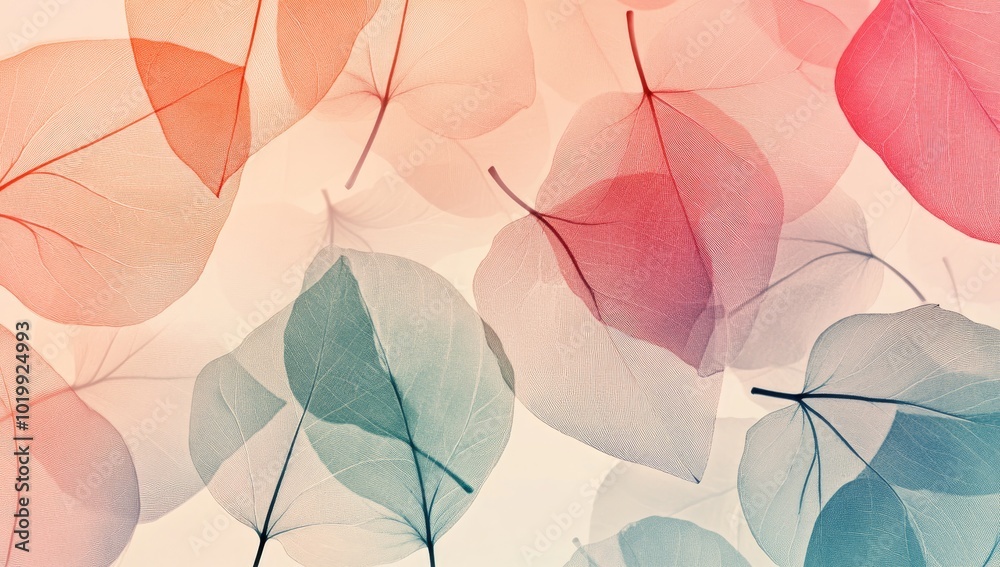 X-Ray Style Old Leaves Pattern on Pastel Background for Copy Space Banner X-Ray Style Old Leaves Pattern on Pastel Background for Copy Space Banner