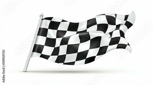 Black and White Checkered Flag Waving in the Wind photo