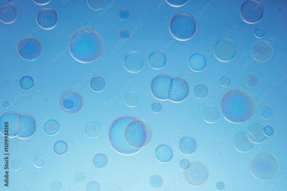 Floating Soap Bubbles Against Blue Sky Floating Soap Bubbles Against Blue Sky