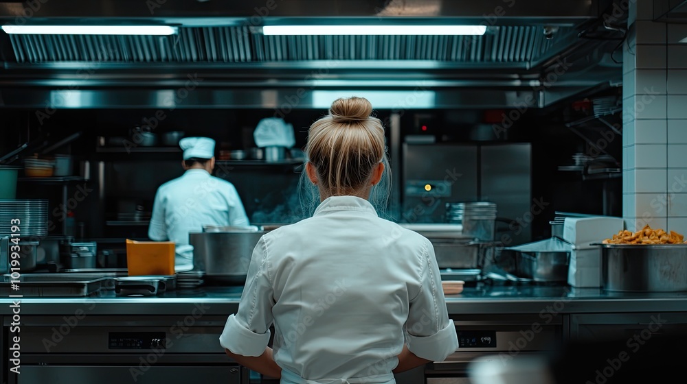 Obraz premium Chef Working in Professional Kitchen Environment