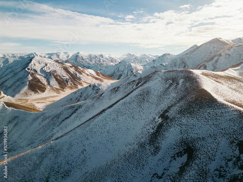 Snowy mountain landscape in New Zealand