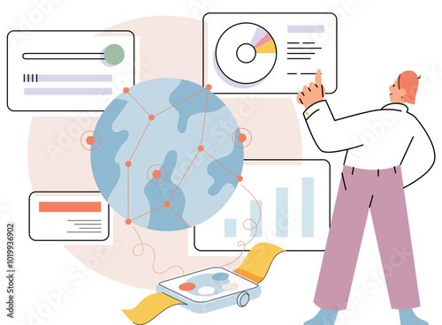 Laboratory research. Vector illustration. Discovery in lab often stems from unexpected findings and serendipitous moments Learning in lab involves hands on experimentation and application scientific
