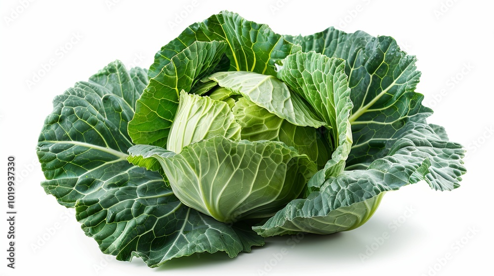 A Fresh Green Cabbage Head with Intricate Leaf Veins A Fresh Green Cabbage Head with Intricate Leaf Veins