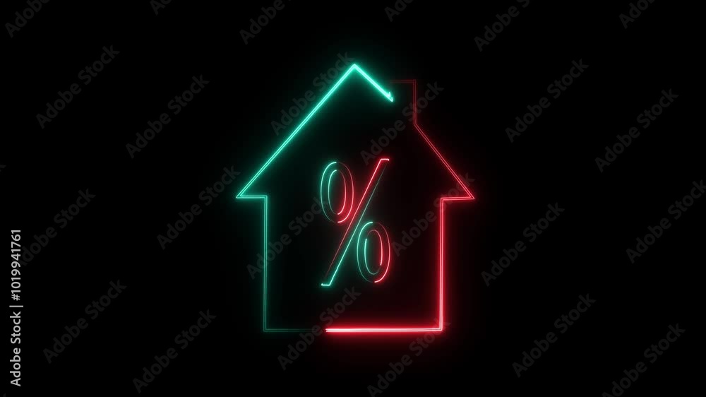 Glowing neon line House icon Glowing neon line House icon