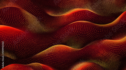 Golden waves and lines, dots in a vinous background. AI generation