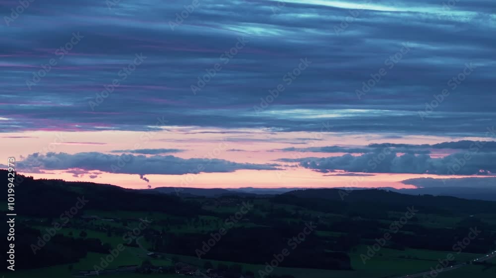 aerial view with golden sunset with blue clouds aerial view with golden sunset with blue clouds