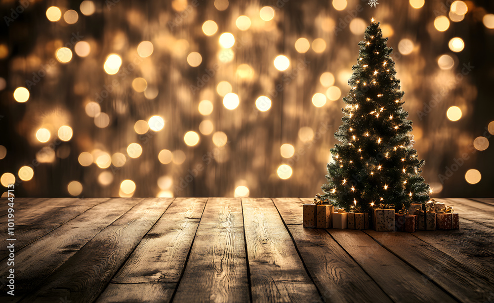 A festive Christmas table scene where you can place things A festive Christmas table scene where you can place things