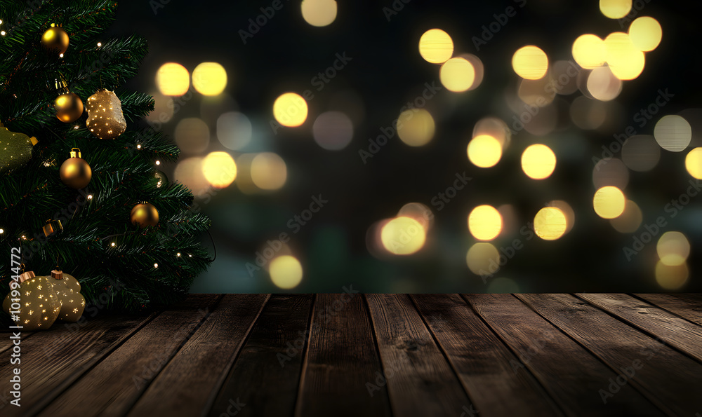 A festive Christmas table scene where you can place things A festive Christmas table scene where you can place things
