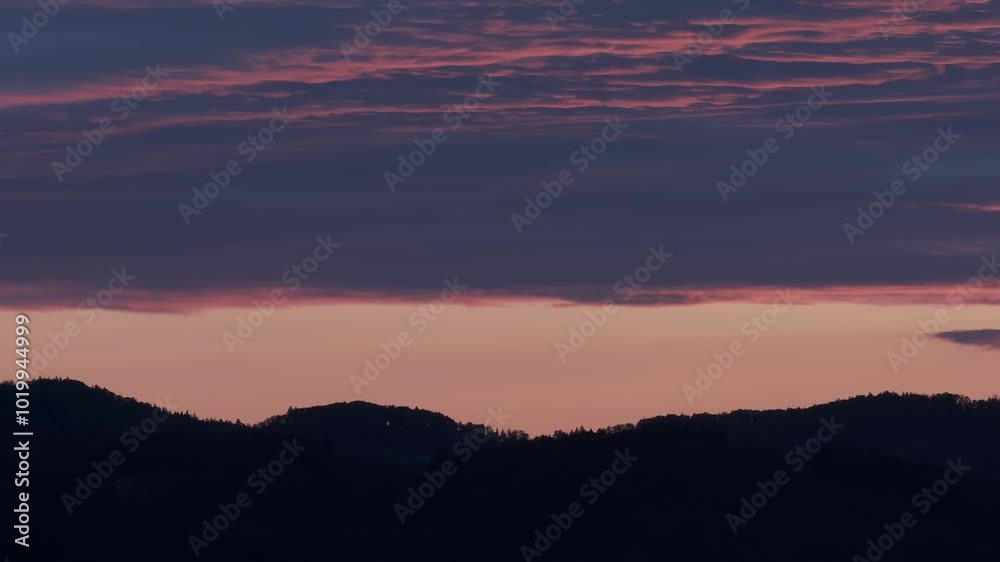 sunset after a rainstorm. Red sky with golden horizon