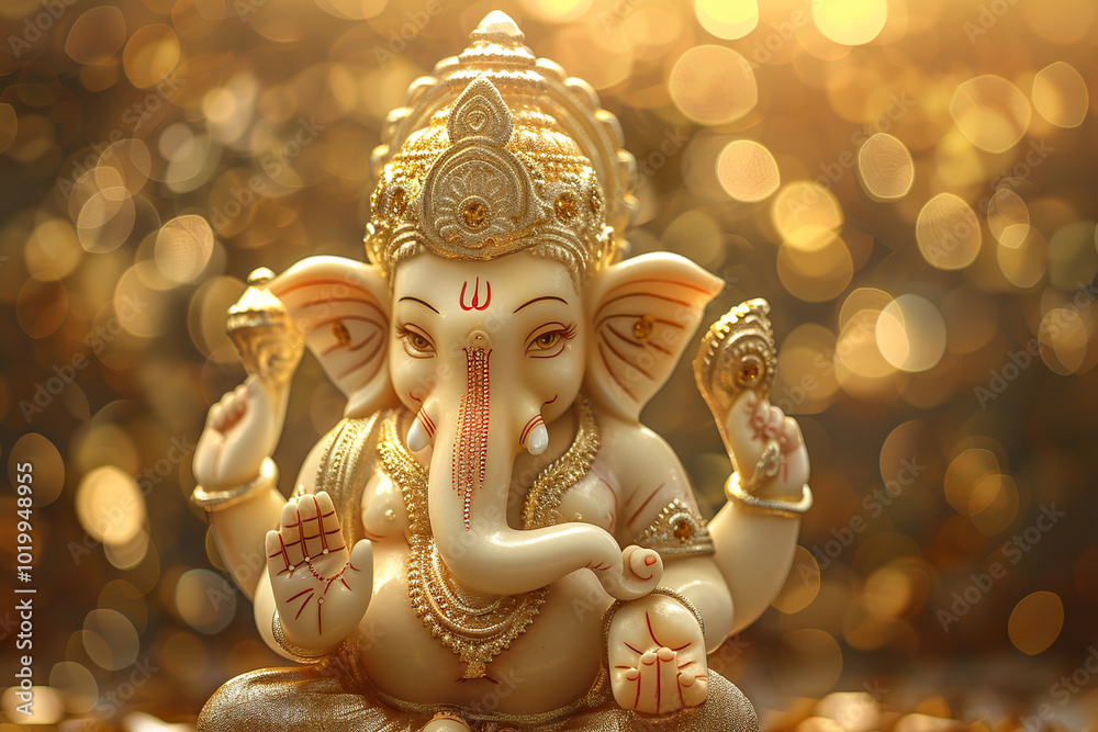 Beautiful greeting card with bright holiday composition for happy celebrate Ganesh Chaturthi Beautiful greeting card with bright holiday composition for happy celebrate Ganesh Chaturthi
