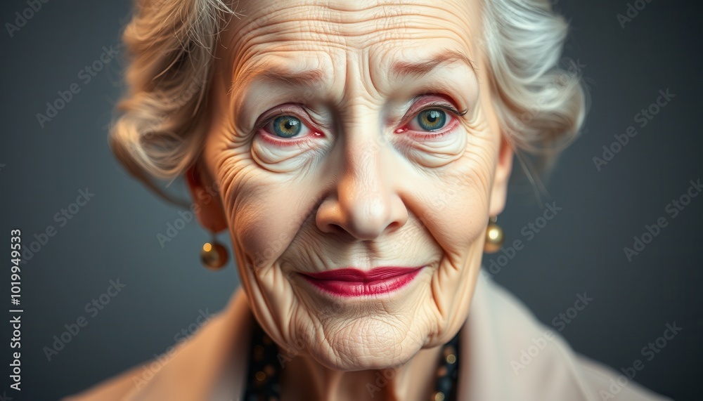 A distinguished older woman with silver hair and green eyes gazes warmly, reflecting a lifetime of experiences and stories, all captured in a serene atmosphere A distinguished older woman with silver hair and green eyes gazes warmly, reflecting a lifetime of experiences and stories, all captured in a serene atmosphere