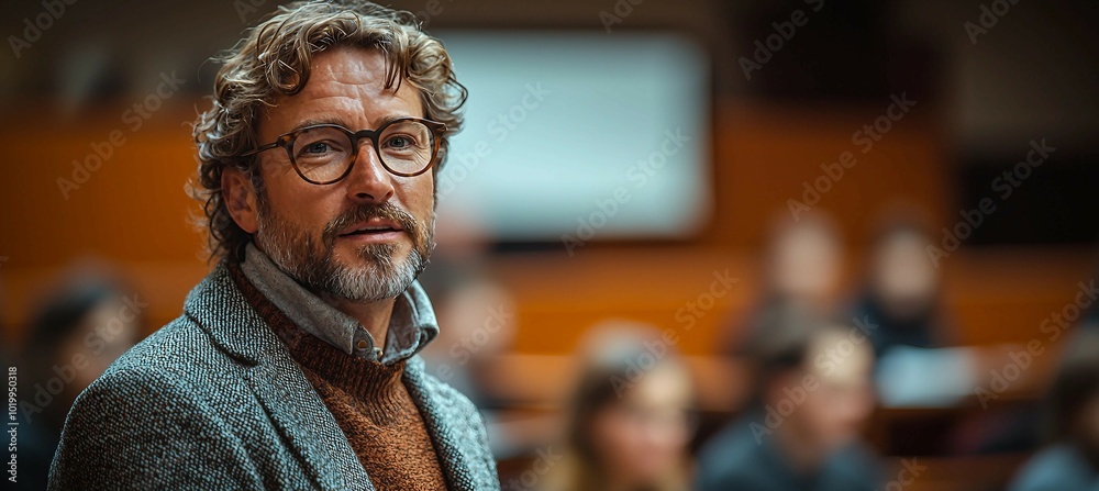 Confident Middle-Aged Man with Glasses Looking at the Camera Confident Middle-Aged Man with Glasses Looking at the Camera