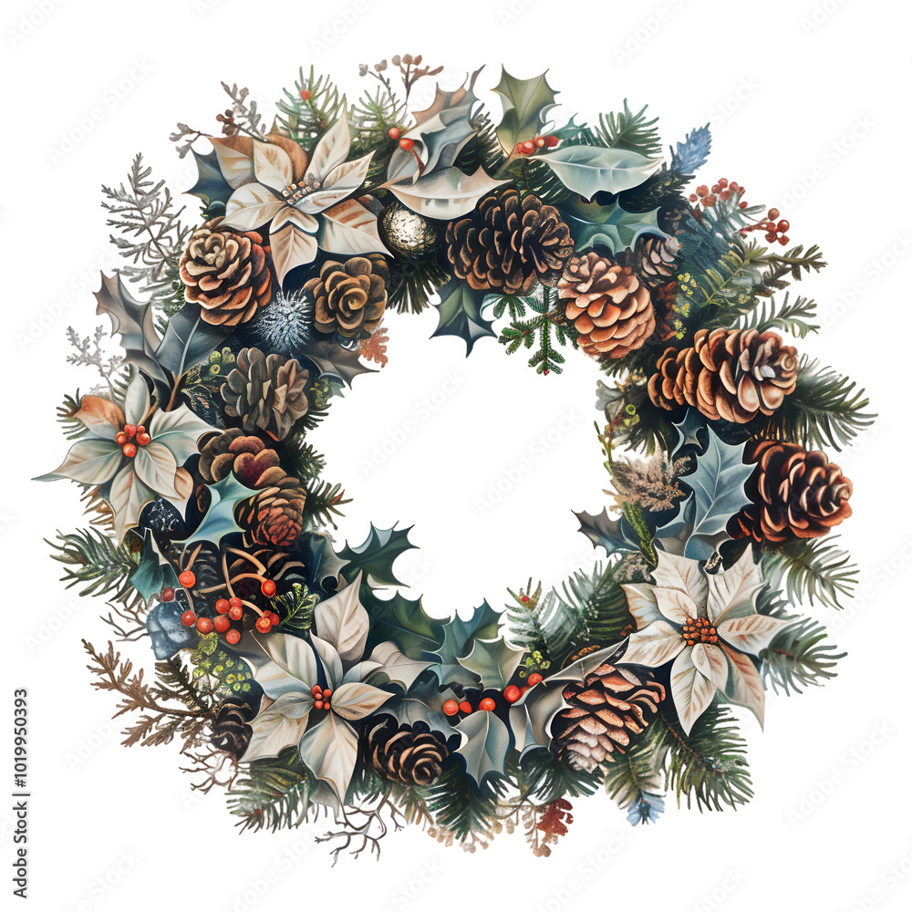 Fototapeta premium Adorable Christmas Wreath PNG