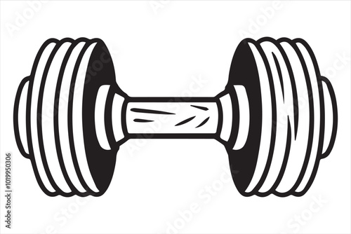 Set of illustrations of weightlifting barbells and dumbbells' . Design element for logo, label, sign, emblem, banner. Vector illustration