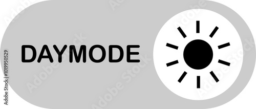 On toggle switch flat button. day brightness switch toggle, light mode switch button, sun icon vector isolated on transparent background. Active in the settings of smart mobile device illustration.