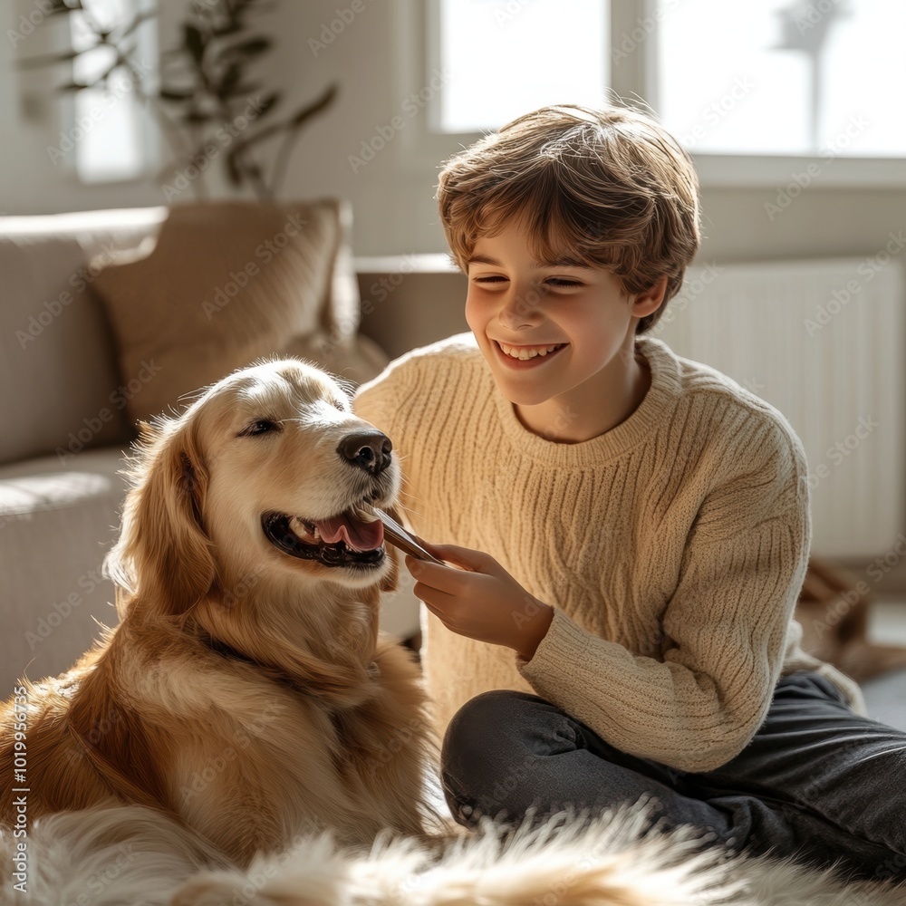 Boy and Dog Playing. Boy and Dog Playing.