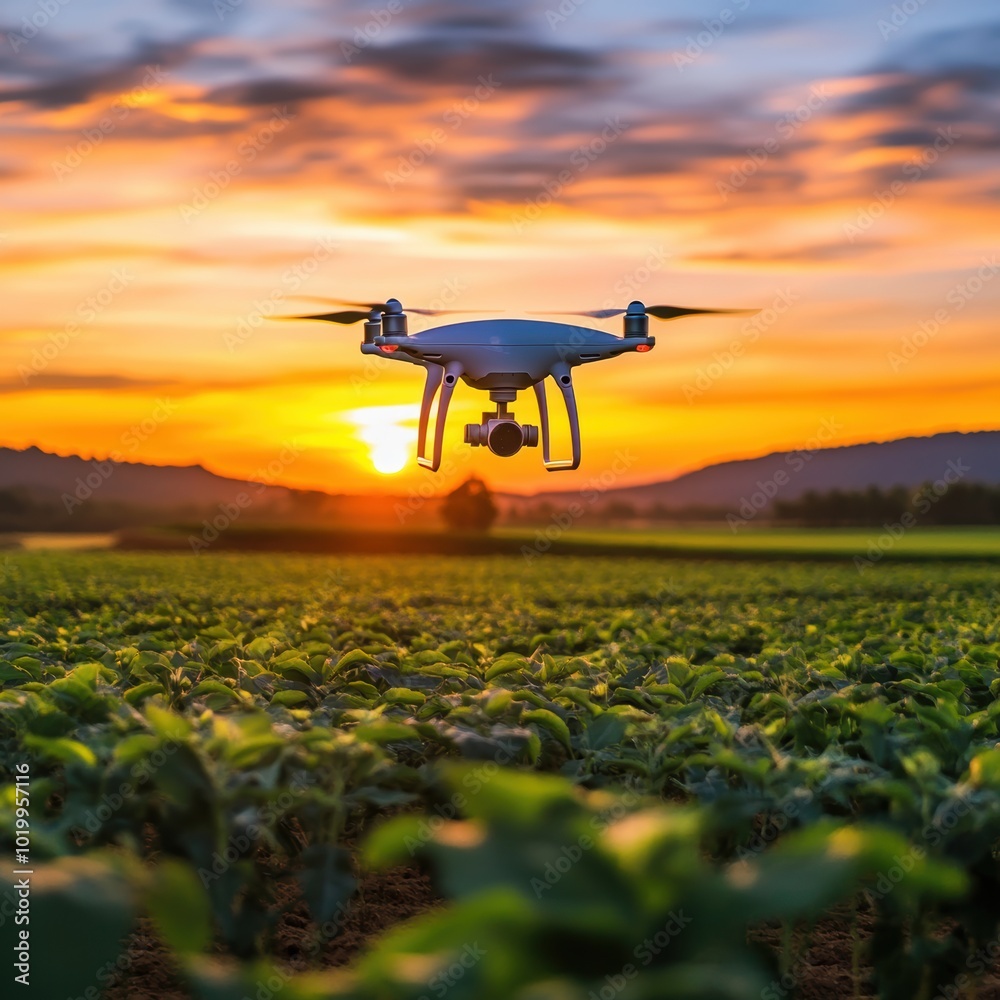 Drone Sunset Field. Drone Sunset Field.