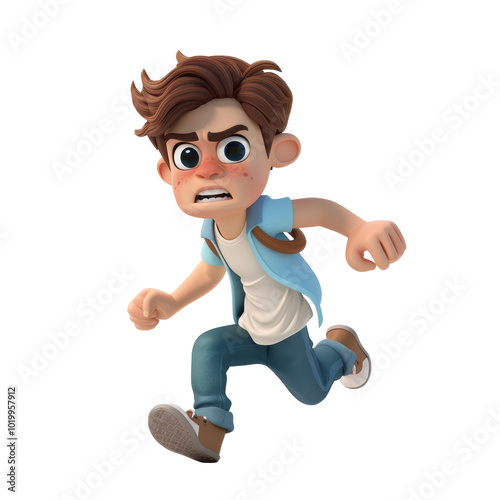 Determined Cartoon Person Isolated on Transparent or White Background, PNG photo