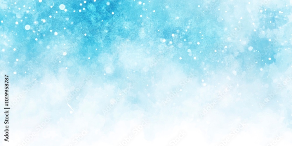 A background of blue watercolor painting of snow falling A background of blue watercolor painting of snow falling