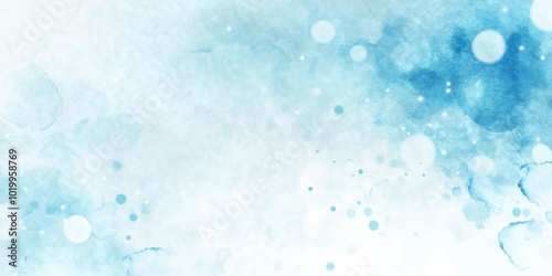 A background of blue watercolor painting of snow falling