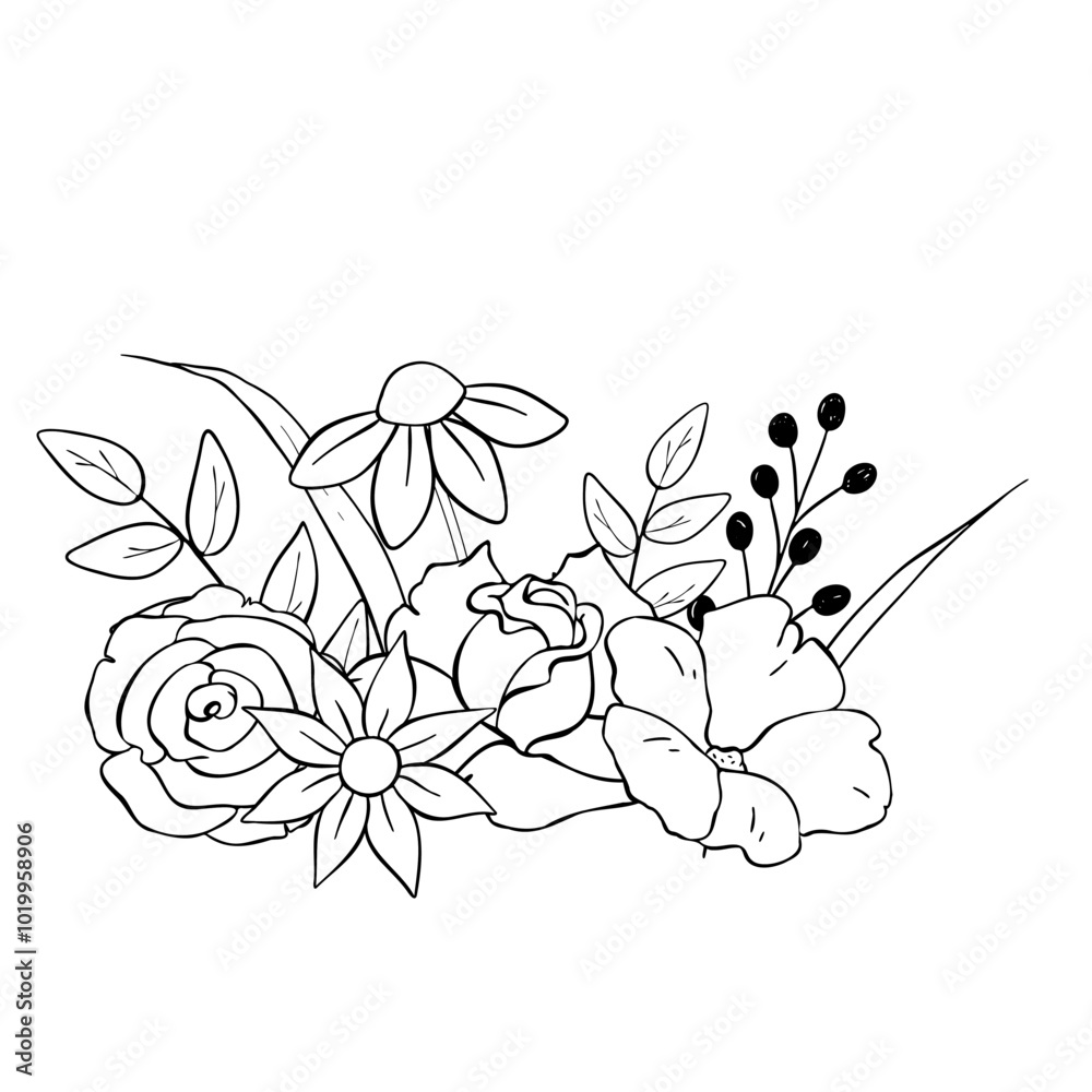 A stunningly beautiful and elegant floral arrangement line art design that captivates viewers A stunningly beautiful and elegant floral arrangement line art design that captivates viewers