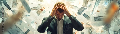 Overwhelmed Businessman Gra...