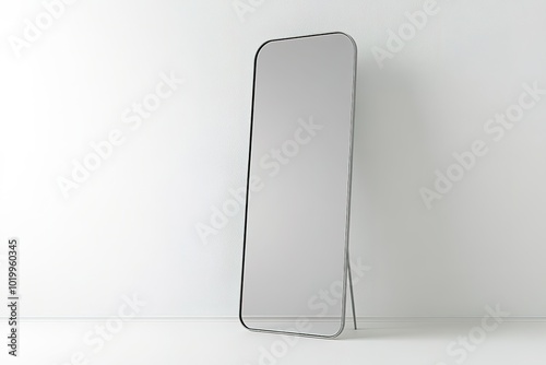 Tall full-length mirror in minimalistic room