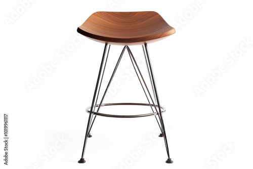 Modern wooden top barstool with metal legs