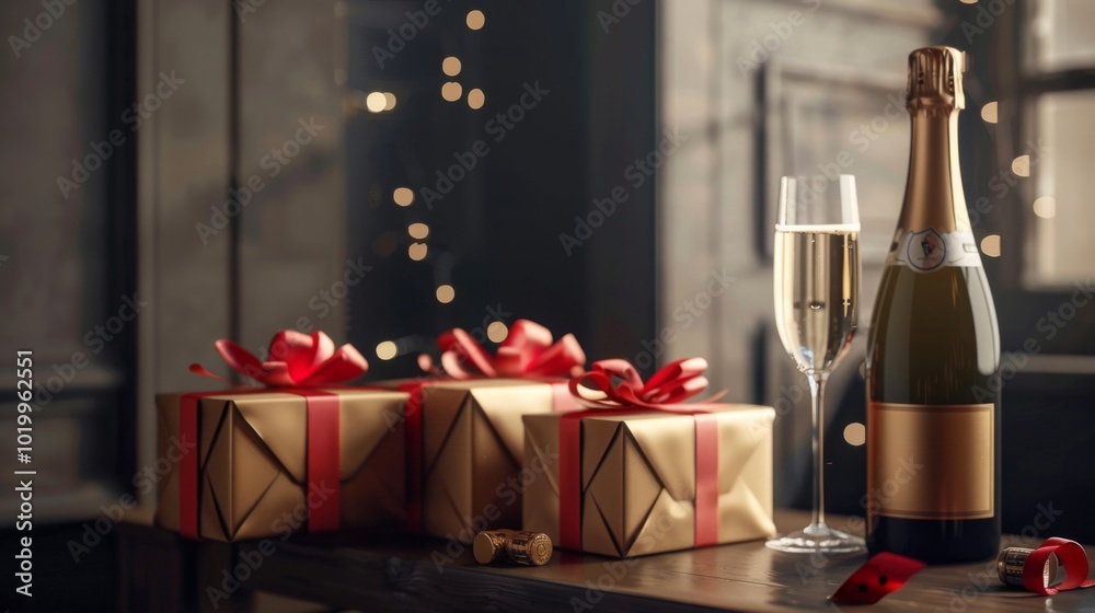 Champagne and Gift Boxes: A Festive Celebration Champagne and Gift Boxes: A Festive Celebration