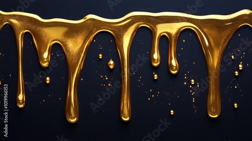 A modern realistic mockup showing liquid gold drips 