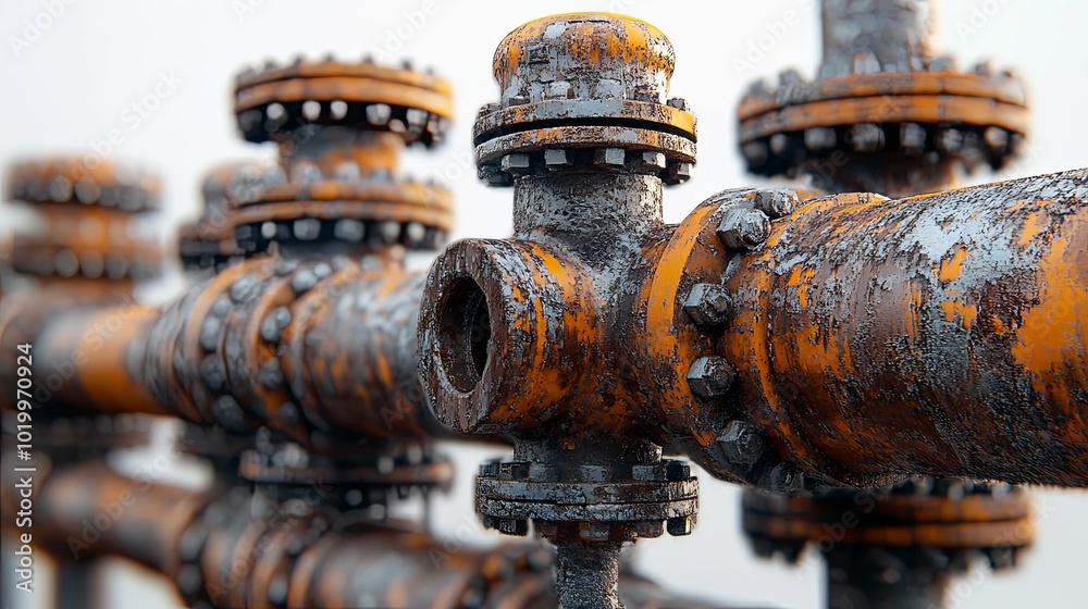 Close-up of Rusted Industrial Pipe Fittings Close-up of Rusted Industrial Pipe Fittings