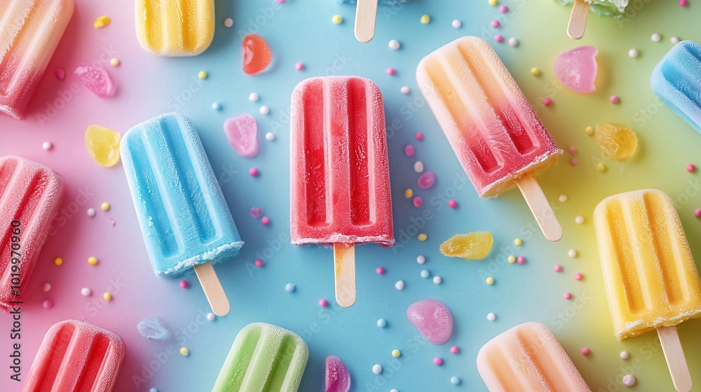 Colorful ice cream popsicle pattern background Colorful ice cream popsicle pattern background