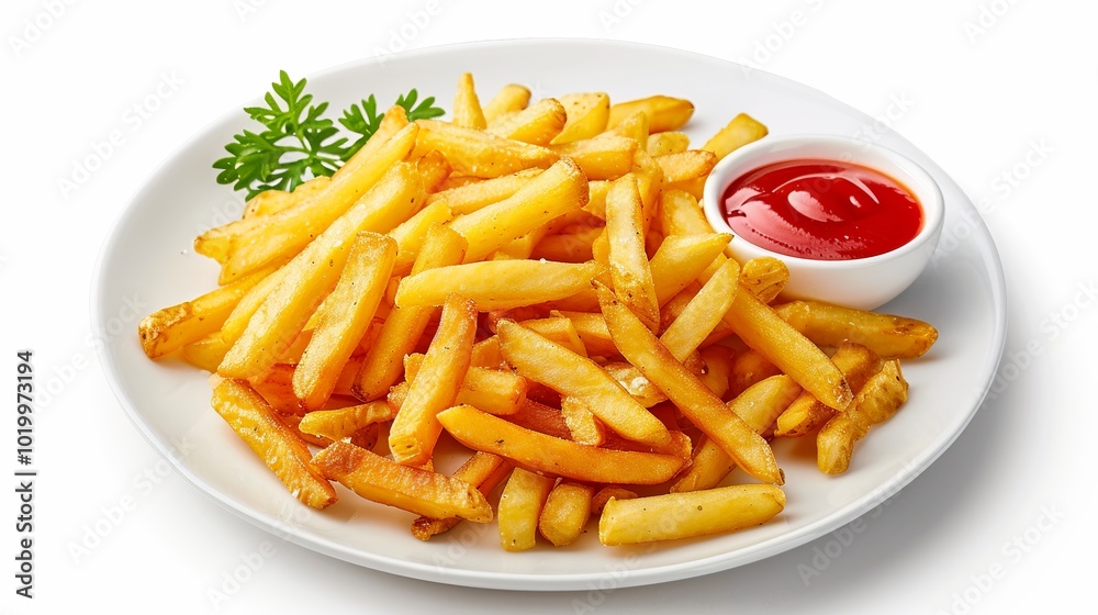 Plate of tasty french fries isolated on white background Plate of tasty french fries isolated on white background