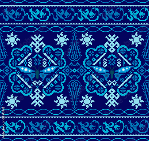 Pixel art butterfly of The ocean