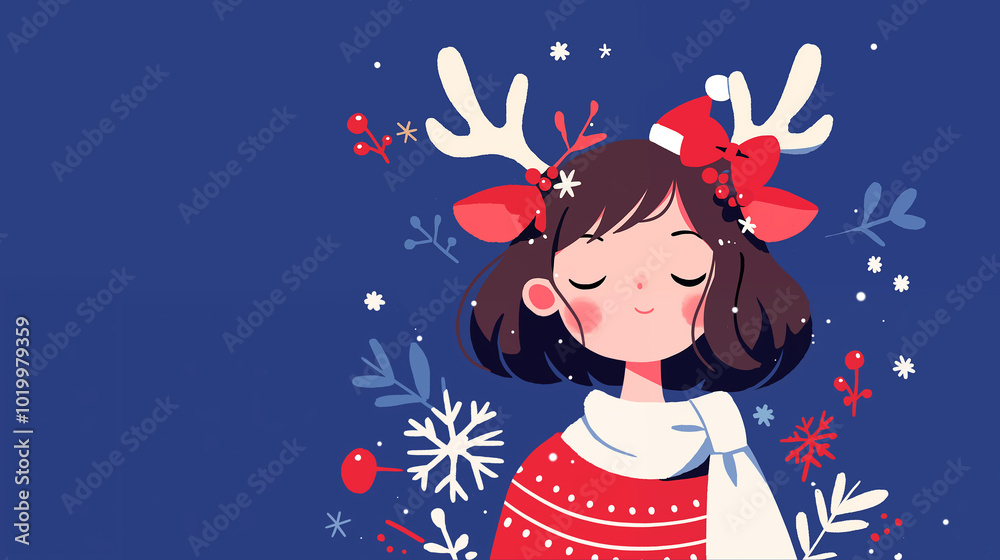 Hand drawn anime cute Christmas girl illustration
Hand drawn anime cute Christmas girl illustration